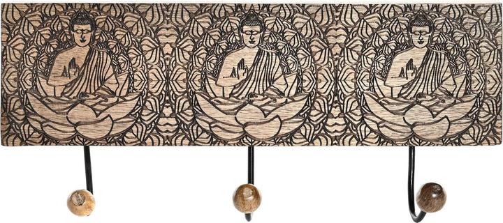 Image du produit DKD Home Decor Wandgarderobe Metall Mango-Holz natürlich Buddha Orientalisch 38 x 6 x 18 cm