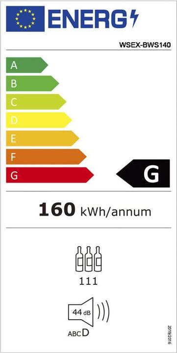 Label énergétique Kibernetik FSP Weinklimaschrank 100 - 110 Flaschen 2 Zonen