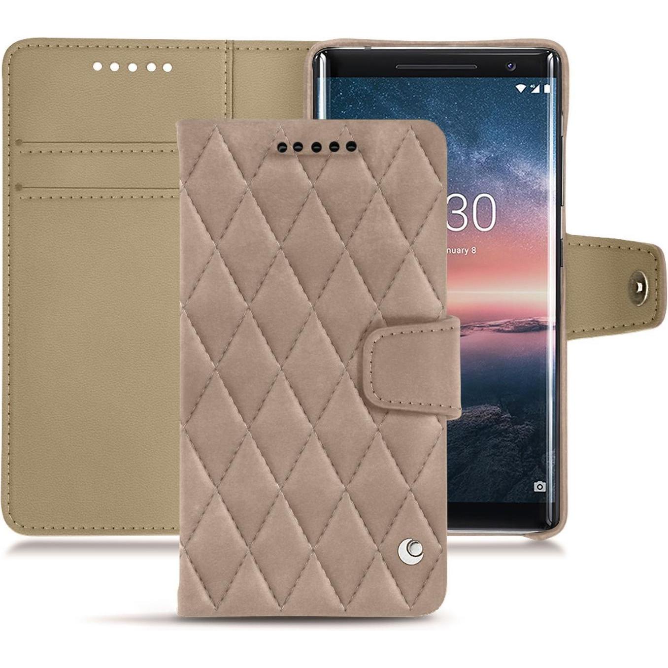 Noreve Lederschutzhülle Wallet (Nokia 8 Sirocco), Smartphone Hülle, Beige
