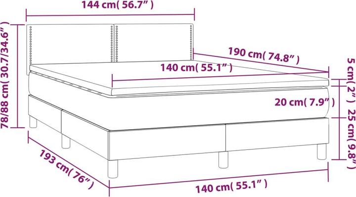 Image du produit vidaXL Boxspringbett (140 x 190 cm)