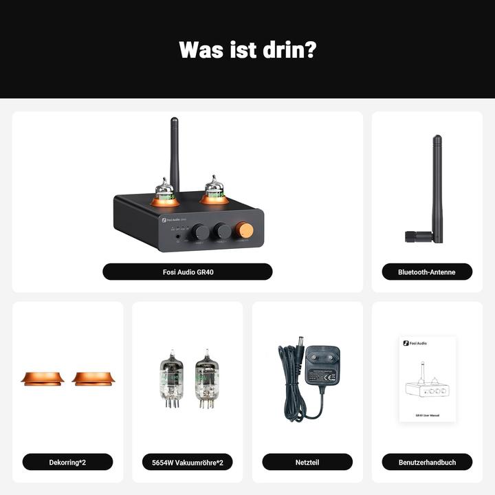 Produktbild Fosi Audio GR40 Röhren-DAC – Kopfhörer & Preamp – USB/Opt/Koax (USB-DAC, aptX, Bluetooth)