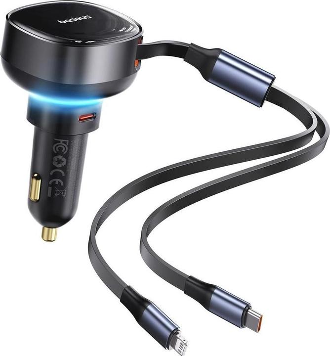 Actual product image Baseus Car Charger Enjoyment USB-C with USB-C cable and Lightning  60W