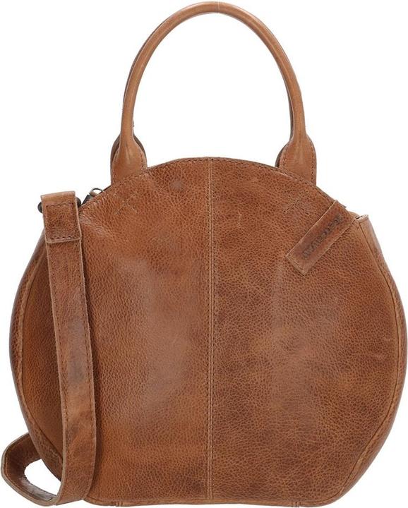 Productafbeelding Micmacbags Hide & Stitches Cote d Azur Handtas - Crossbody Schoudertas - Trendy Rond Model - Camel - 100% Leer