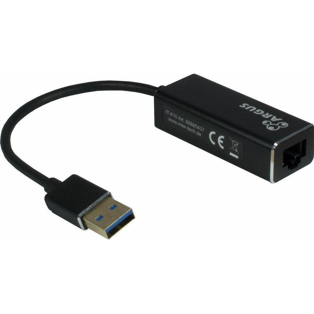 Intertech Argus IT-810 (USB 3.0, RJ45 (1x)), Netzwerkadapter, Schwarz
