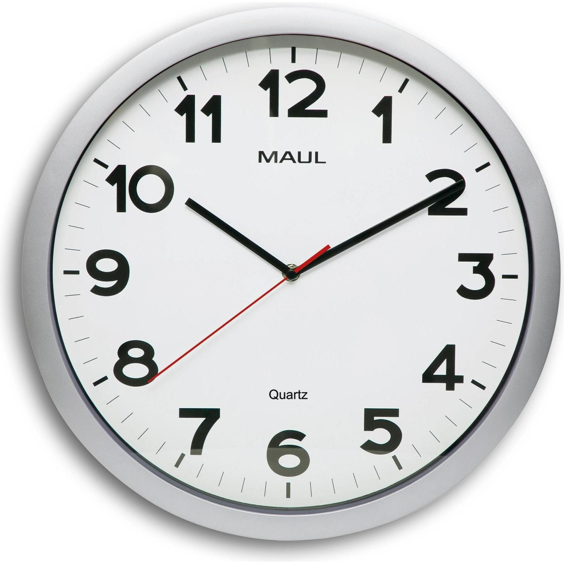 Maul, Wanduhr, Wanduhr MAULstep Ø 40 cm, Silber (40 cm)