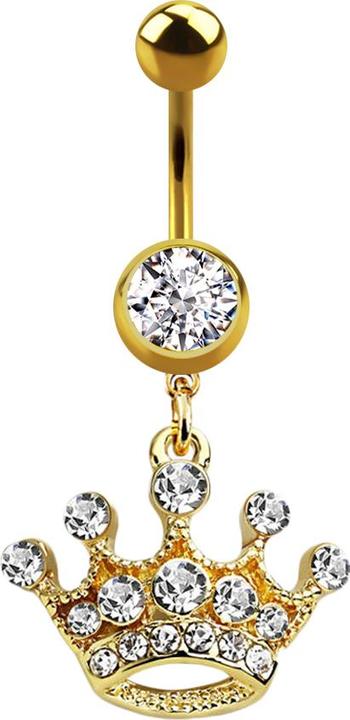 Immagine prodotto Star Piercing Banana placcata oro con ciondolo a corona in argento (senza ottone, Acciaio chirurgico 316L)