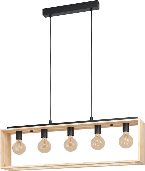 Image du produit EGLO Suspension FAMBOROUGH 5x E27, noir/naturel (E27)