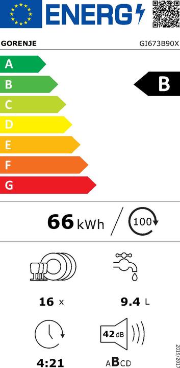 Energie-Label Gorenje GI673B90X Einbau-Geschirrspüler 60 cm