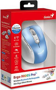 Actual product image Genius Ergo 9000S Pro/Ergonomická/Optická/Pro praváky/2 400 DPI/Bezdrátová USB + Bluetooth/Světle mo (Wireless)