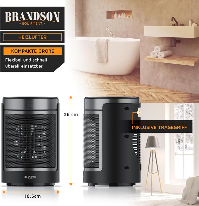 Produktbild Brandson Keramikheizlüfter mit Fernbedienung, Überhitzungs- und Umkippschutz, 1500 W, Oszillation, ECO Modus (1500 W)