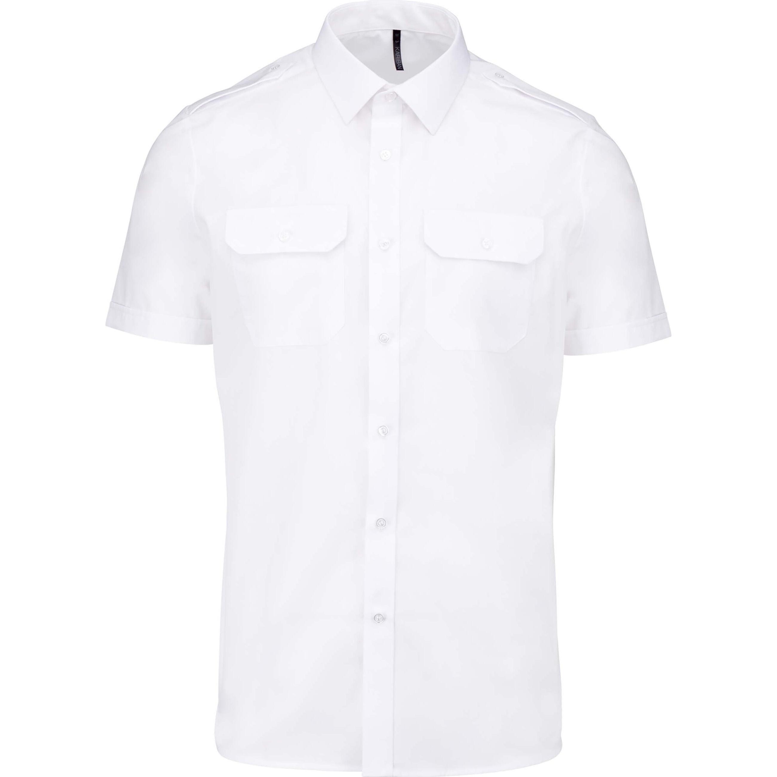 Kariban, Herren, Hemd, kurzarmhemd pilote, Weiss, (3XL)