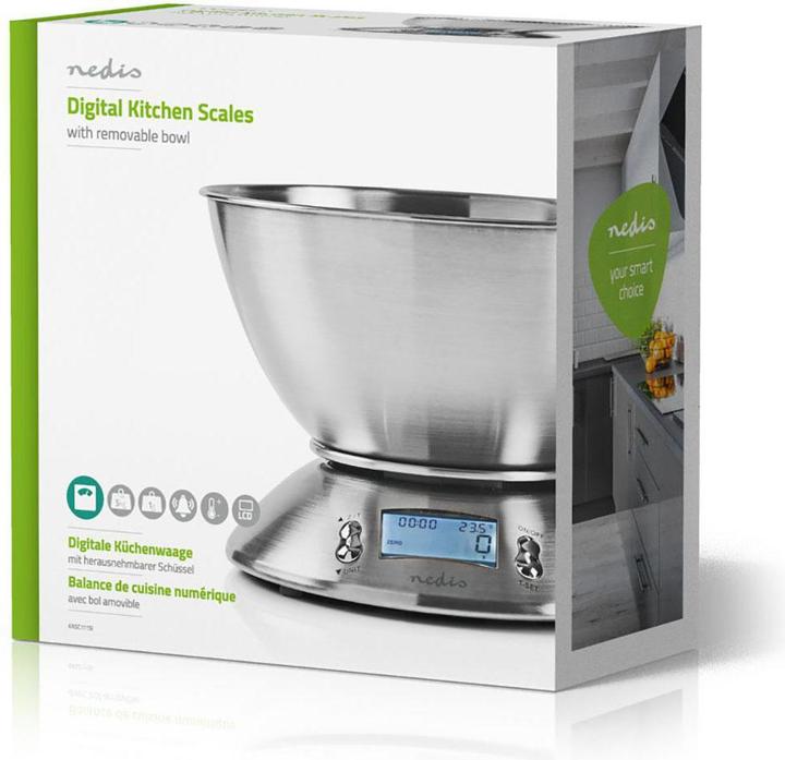 Immagine prodotto Nedis Bilancia da cucina digitale - LCD illuminato - Sensore di temperatura - Timer di allarme - Sc...