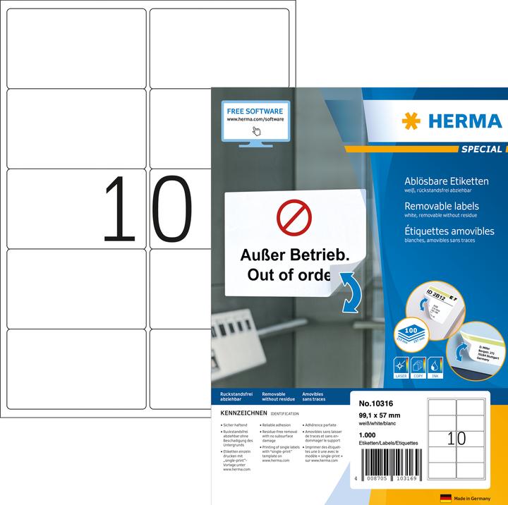 Actual product image HERMA Removable address labels A4