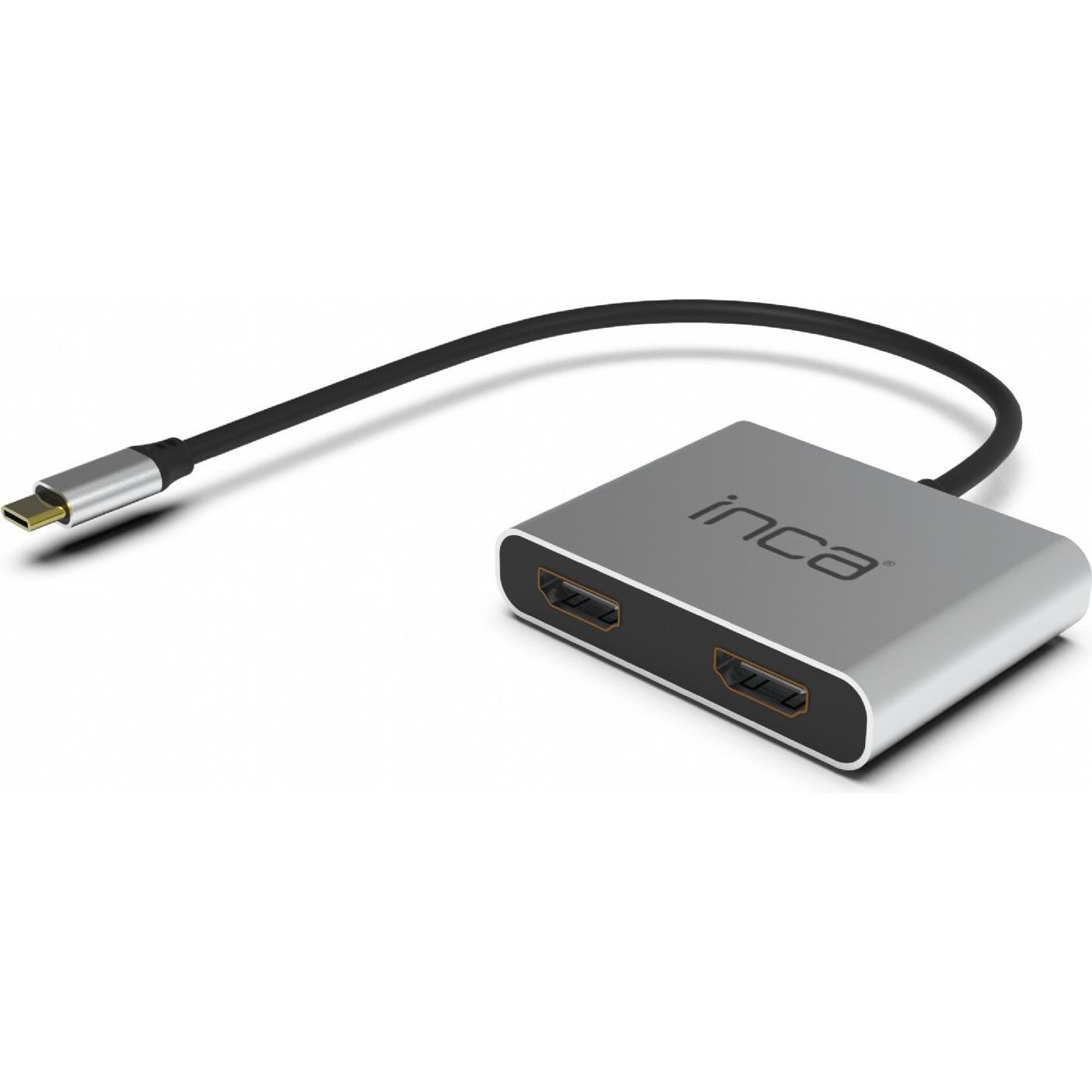 Inca Adapter ITPC-4THubX4 2HDMI 4K 30Hz,4 in 1 USB Typ C (USB), Data + Video Adapter, Silber
