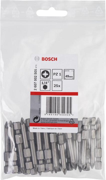 Produktbild Bosch Professional Zubehör Schrauberbit Extra-Hart PZ 1, 49 mm, 25er-Pack (Kreuz Pozidriv PZ)