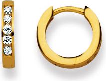 Actual product image Natsumi Schmuck Folding Creoles Yellow Gold 18K/750 with Zirconia (750/18 K Yellow gold)
