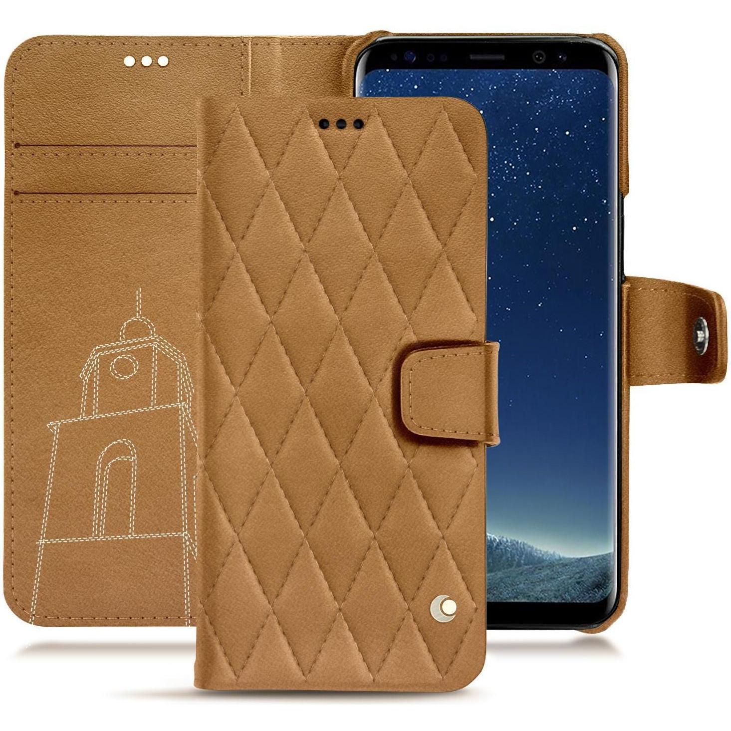 Noreve Lederschutzhülle Wallet (Samsung Galaxy S8), Smartphone Hülle, Braun