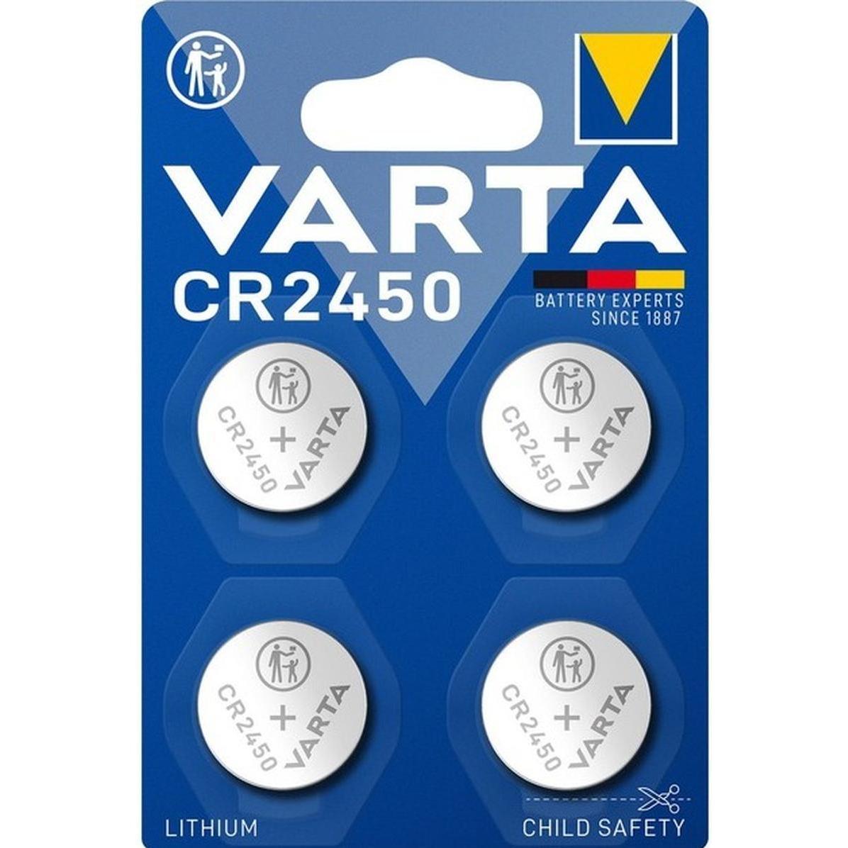 Varta Pila a bottone CR2450 (4 pz., CR2450, 570 mAh), Batterie + pile