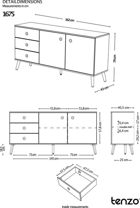Actual product image tenzo dot (162 x 43 x 79 cm)
