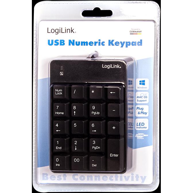 Thumbnail - LogiLink ID0184 (Nummernblock, Kabelgebunden), Tastatur, Schwarz