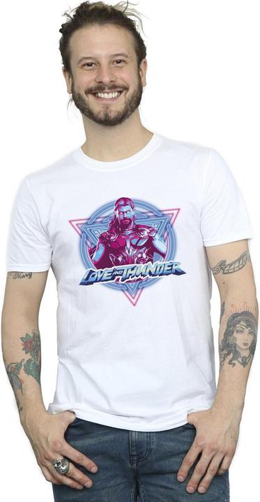 Actual product image Mens Thor Love And Thunder Neon Badge T-Shirt (M)