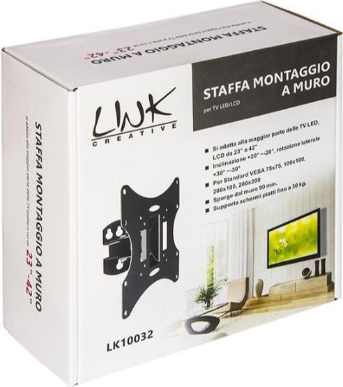 Actual product image STAFFA TV/MONITOR 23"/42" VESA BK MAX30KG/200*200 FLIP ORIZZ-VERTICAL (Wall, 42", 30 kg)