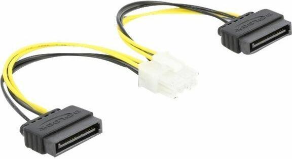Produktbild Delock Stromkabel 2 x SATA 15 Pin Stecker zu 8 Pin EPS Stecker 15 cm