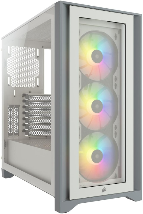 Actual product image Corsair iCUE 4000X RGB Mid-Tower White tempered glass case (ATX, mATX, Mini-ITX, E-ATX)