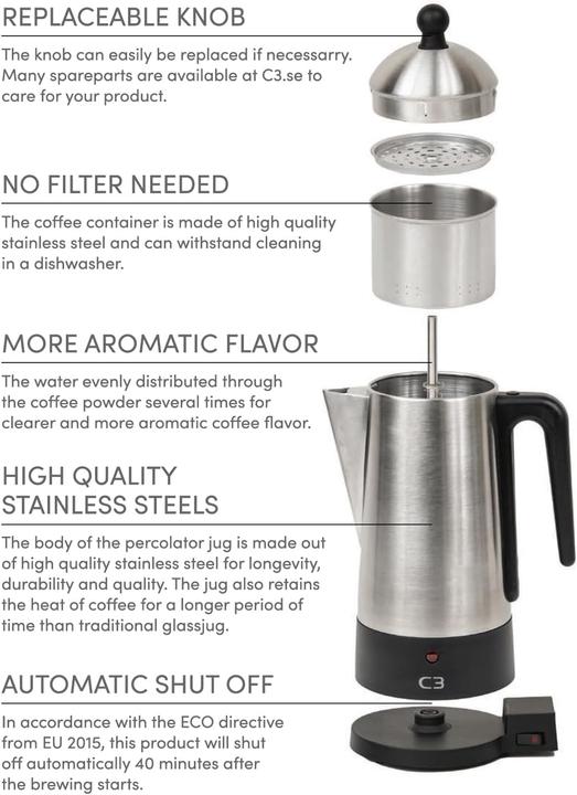 Actual product image C3 Design Eco - electric percolator - black (0.90 l)