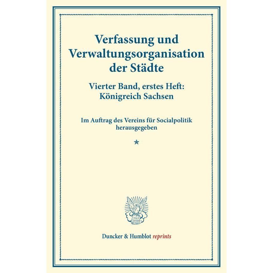 Thumbnail - Verfassung und Verwaltungsorganisation der Städte., Fachbücher von Verein für Socialpolitik