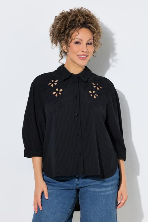 Immagine prodotto Ulla Popken Camicia in seersucker con ricami, collo da camicia e maniche a 3/4 (62)