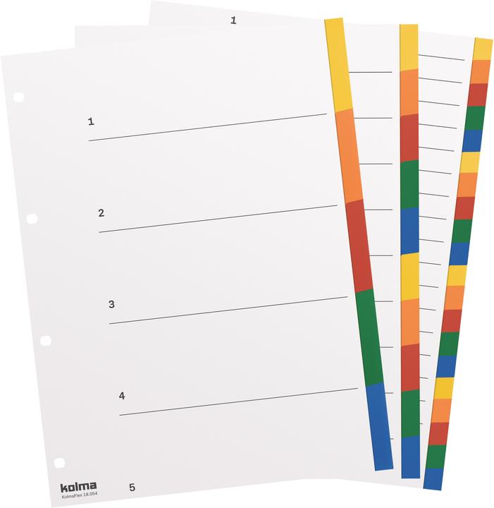 Actual product image Kolma Index A4 strong blank 5-piece coloured