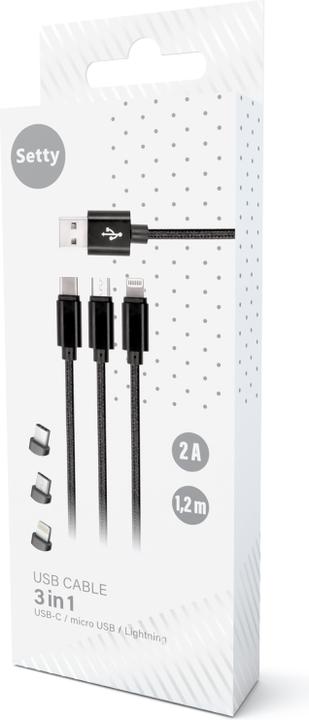 Produktbild Setty USB Typ A – USB C, Lightning, Micro USB (1 m, USB 3.0)