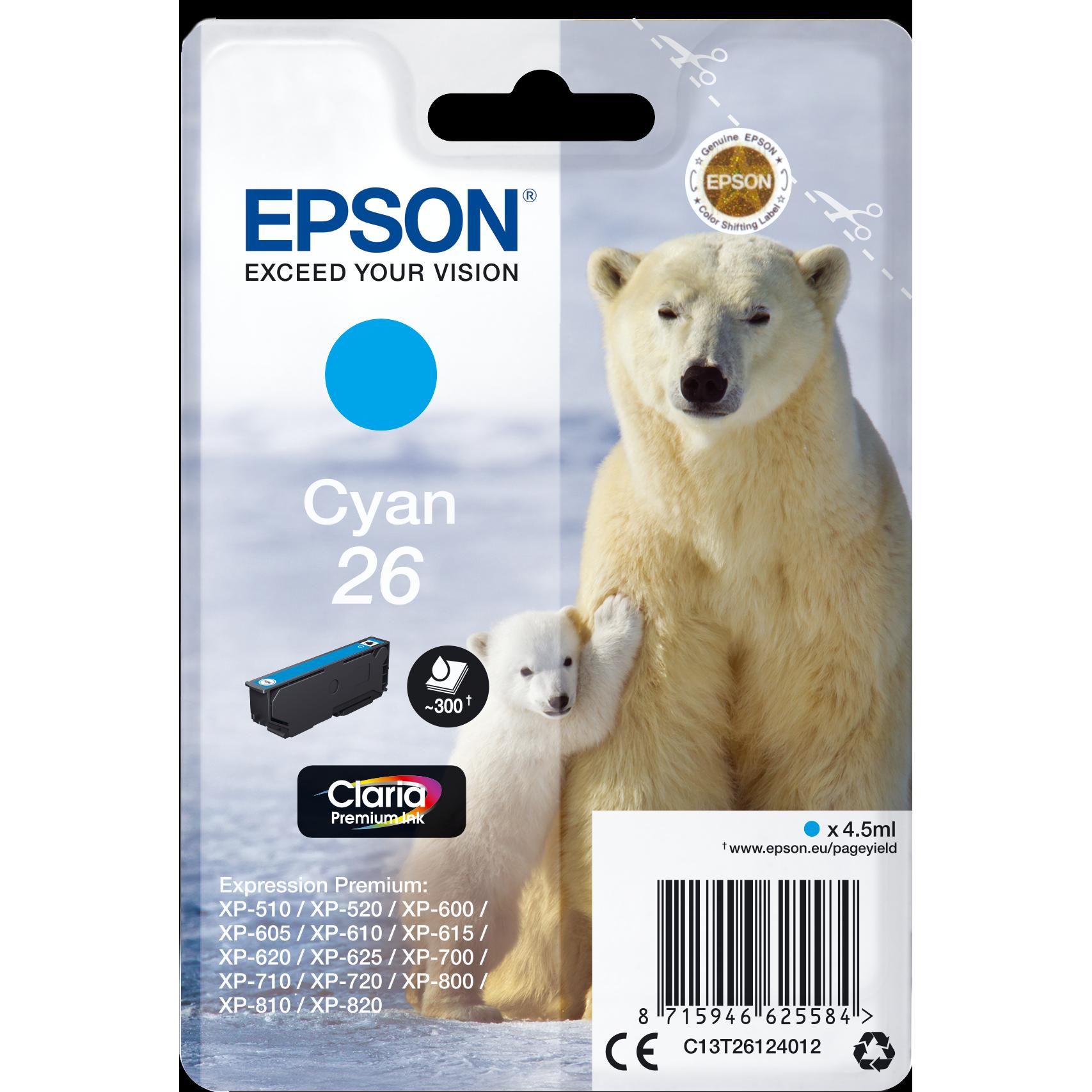 Epson, Druckerpatrone, 26 Claria Premium (C)