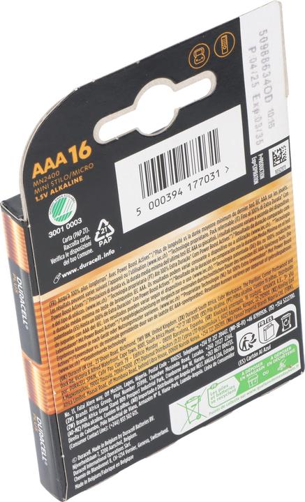 Productafbeelding Duracell Plus AAA-batterijen met Power Boost (16 Pcs., AAA / LR03 / Micro / R03 / AM4 / MN2400 / KR03)