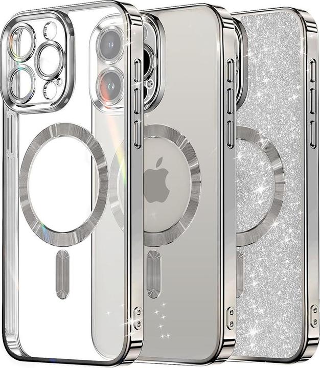 Actual product image Techsuit - Luxury Glitter MagSafe - iPhone 16 Pro Max - Silver (Apple iPhone 16 Pro Max)