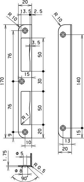 Actual product image BKS Angle striking plates B 9000 (Door handle)