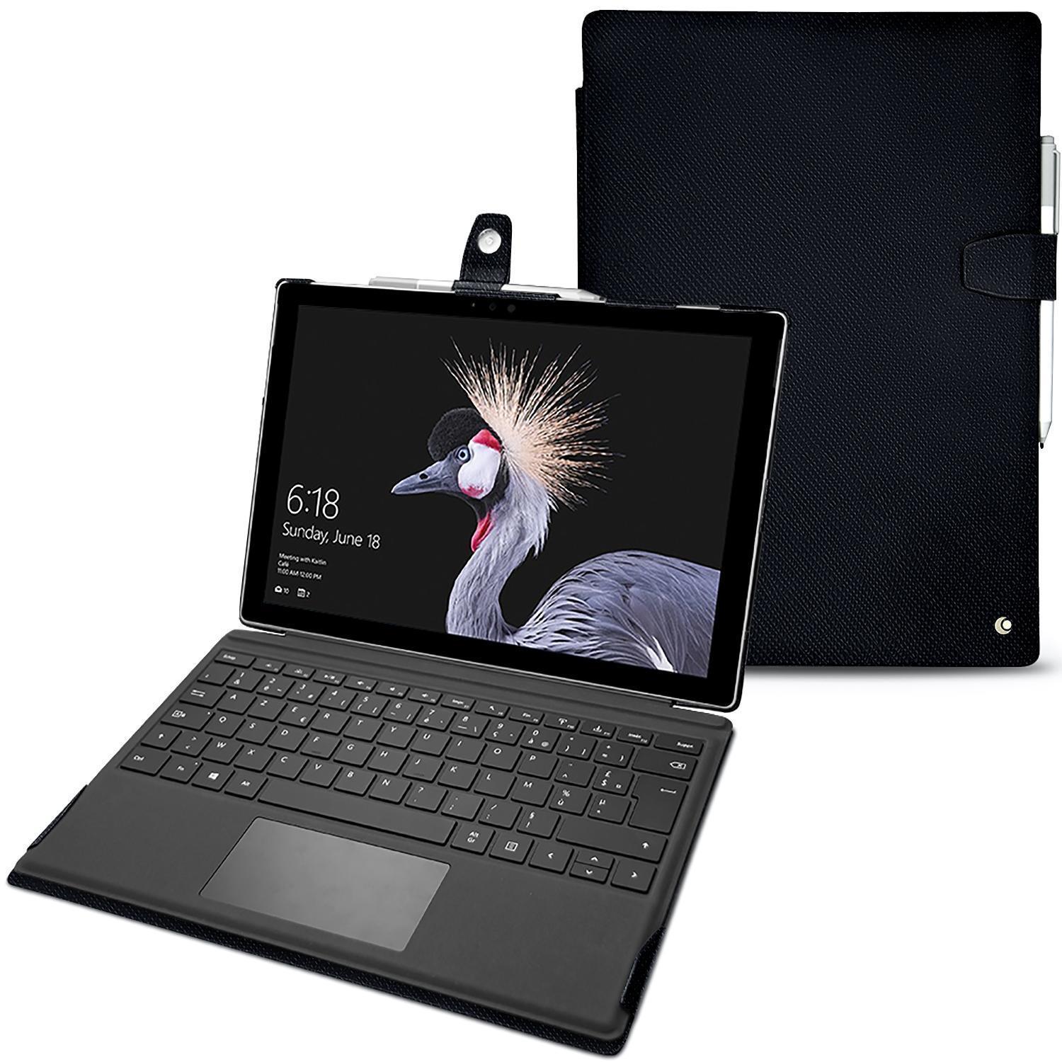 Noreve Lederschutzhülle (Surface Pro (2017)), Tablet Hülle, Schwarz