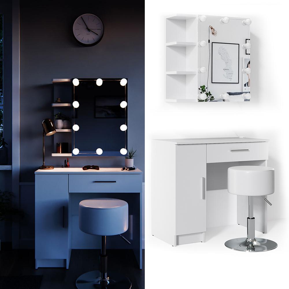 Thumbnail - Vicco, Schminktisch, Fynnia mit Hocker und Beleuchtung