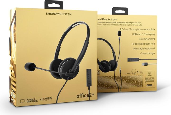 Produktbild Energy Sistem Office 2+ Kopfhörer Verkabelt Kopfband Büro/Callcenter USB Typ-A Schwarz (Kabelgebunden, USB-A)
