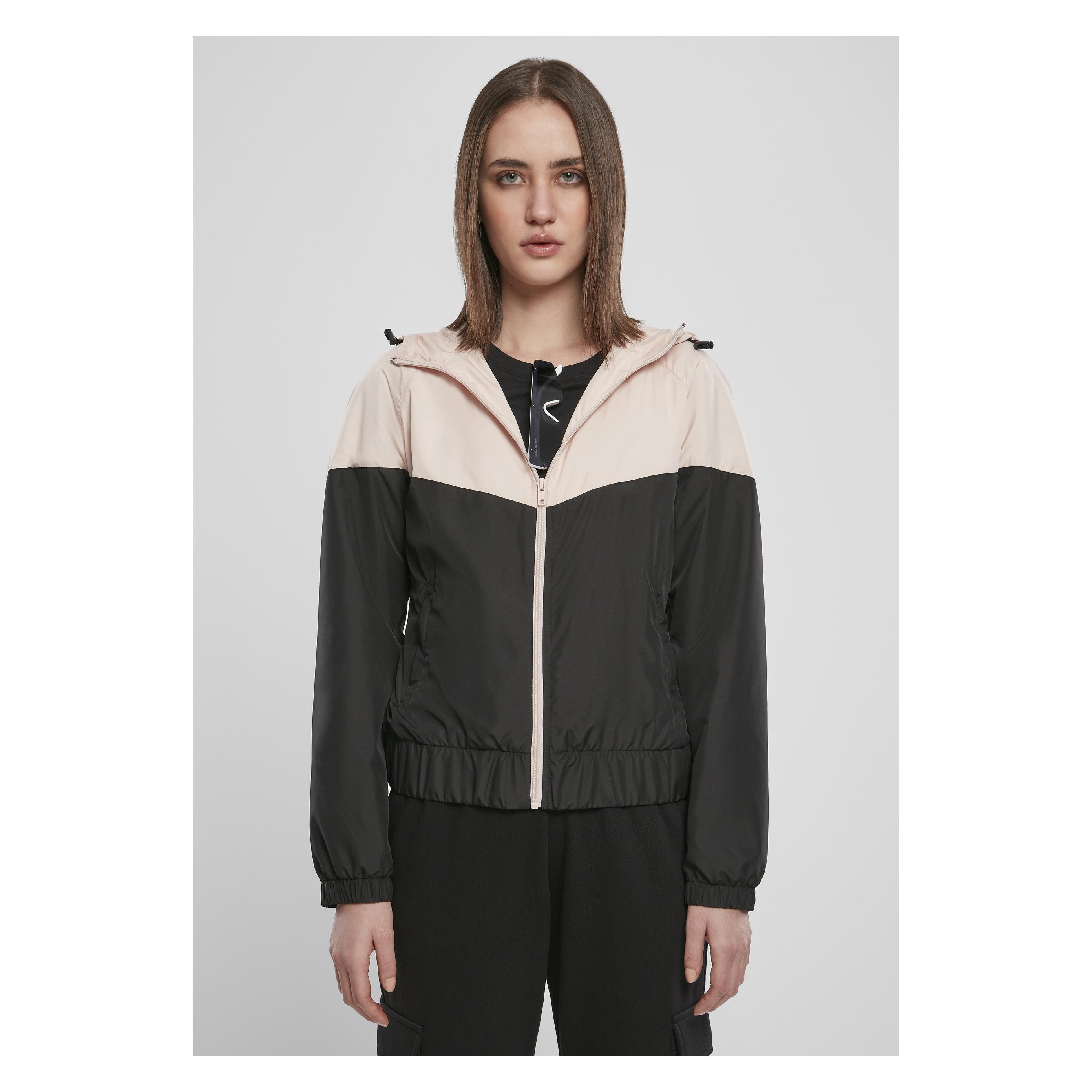 Urban Classics, Damen, Outdoorjacken, Ladies Arrow Windbreaker (S), Schwarz, Pink, S