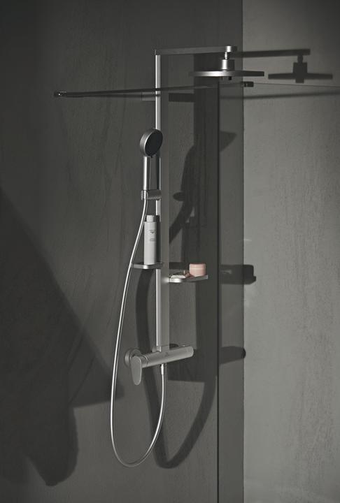 Produktbild Ideal Standard Duschsystem Alu+: Ceraflow Brausearmatur 2 Ablagen, 2F-Handbrause, 2F-Kopfbrause