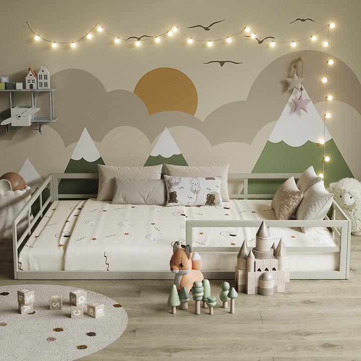 Produktbild VitaliSpa Bodenbett aus Metall Minno, Greige, 205 x 145 cm ohne Matratze (140 x 200 cm)