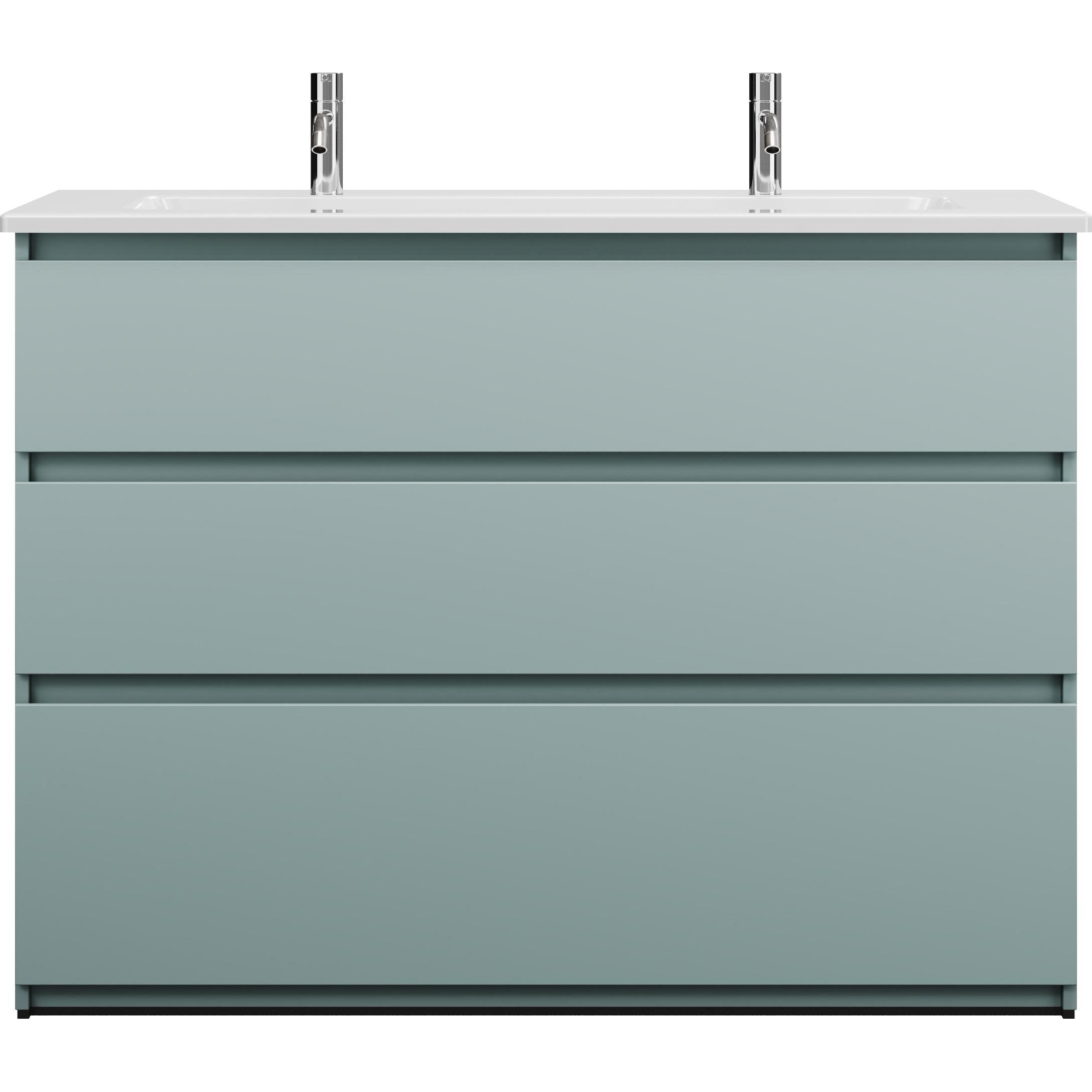 burgbad, Badmöbelset, Lin20 Keramik-Waschtisch Farbe Weiss Glänzend mit 2 Armaturbohrungen inklusive Waschtischun