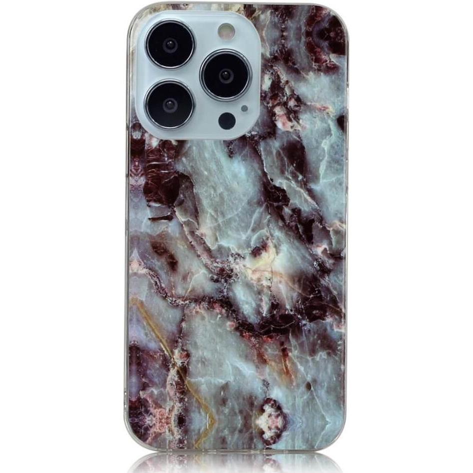Cover-Discount iPhone 14 Pro - Silikon Gummi Case Cyan Marble (Apple iPhone 14 Pro), Smartphone Hülle, Blau