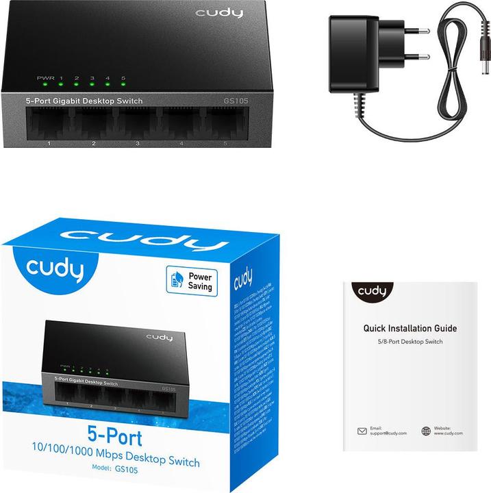 Actual product image Cudy GS105 network switch Gigabit Ethernet (10/100/1000) Black (5 Ports)