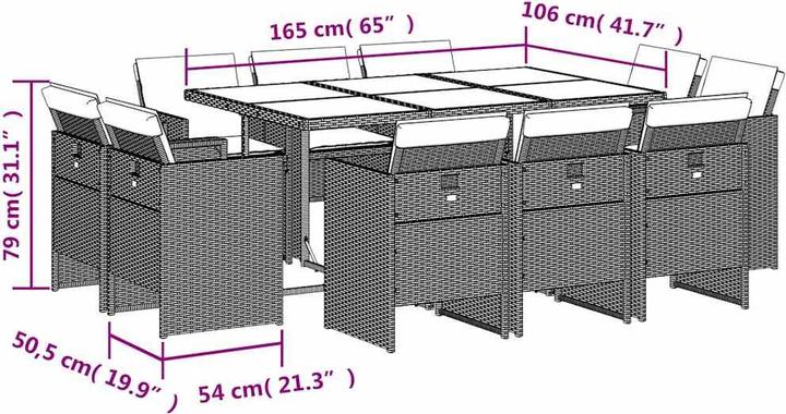 Actual product image vidaXL Garten Essgruppe (165 x 106 x 73 cm)