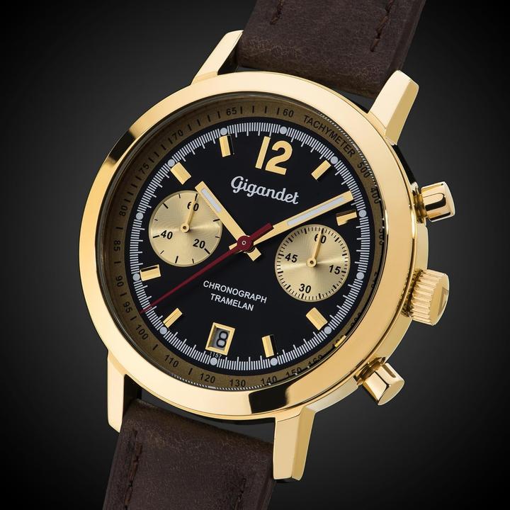 Actual product image Gigandet Men's Analog Chronograph with Tachymeter Scale and Leather Strap (Analogue wristwatch, Chronograph)