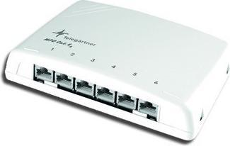 Actual product image Telegärtner Modular patch distributor Cat. 6A, 6 x RJ45 unshielded, integrated contact overbend protection