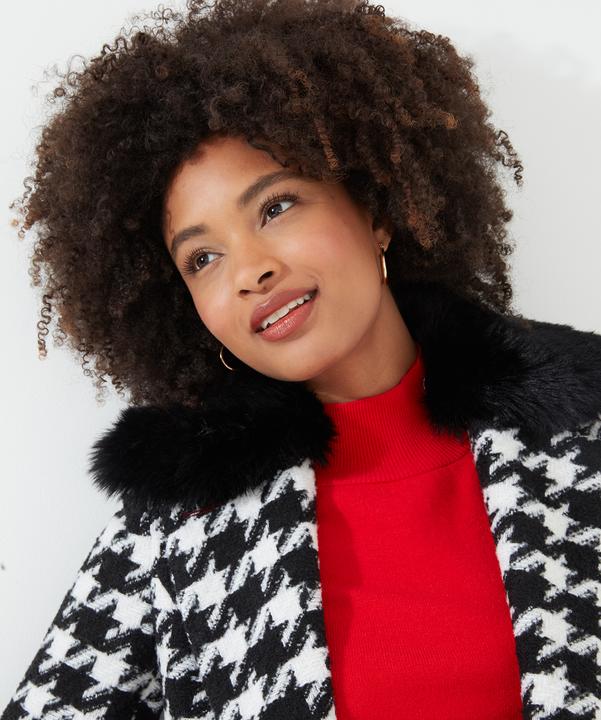 Produktbild Joe Browns Faux Fur Collar Dogtooth Check Coat (36, Hundemantel)